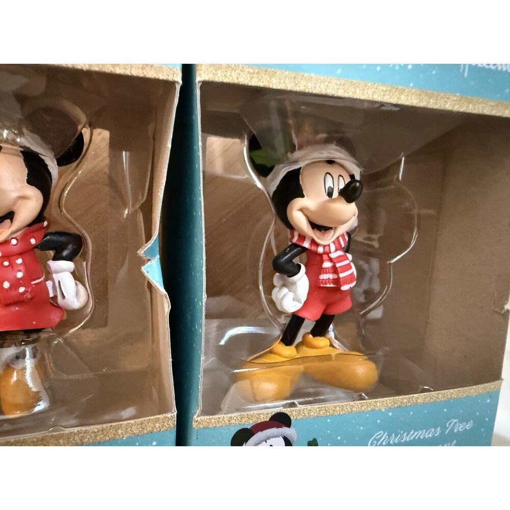 Hallmark Mickey & Minnie Mouse Christmas Ornaments Set of 2 Disney - Picture 3 of 8